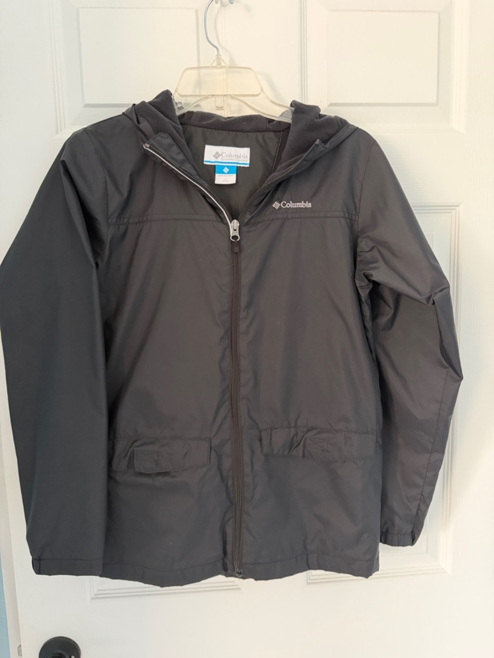 Columbia Kids Gray Hooded Raincoat windbreaker Large 14/16